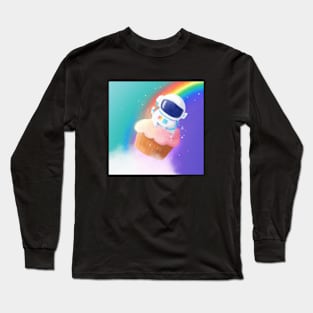 Rainbow Cupcake Astronaut Long Sleeve T-Shirt